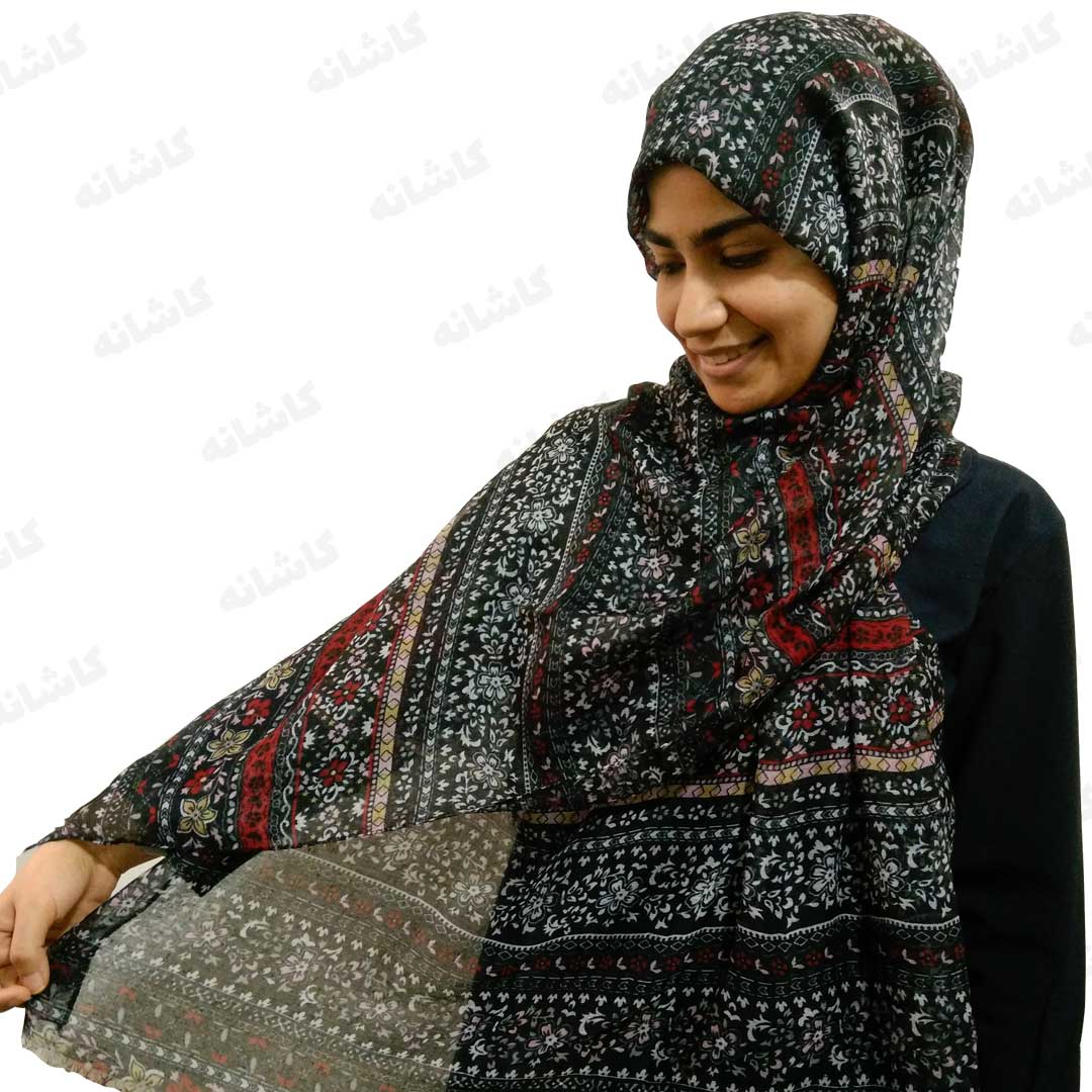 فروشگاه شال و روسری کاشانه | شال گل گلی مشکی