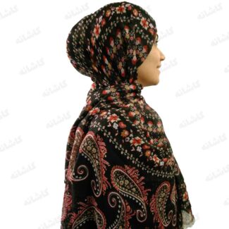 شال نخی مشکی طرح بته جقه