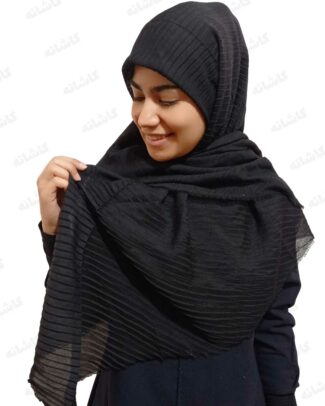 روسری پلیسه مشکی ساده