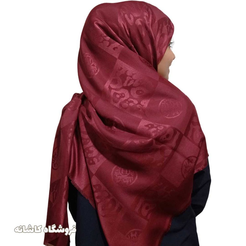 فروشگاه شال و روسری کاشانه | روسری ژاکارد زرشکی