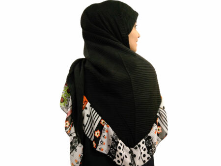 روسری پلیسه حاشیه دار حریر گل گلی