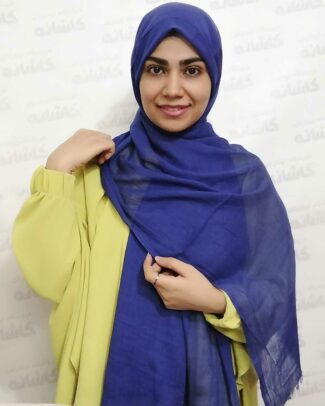شال ساده آبی کاربنی