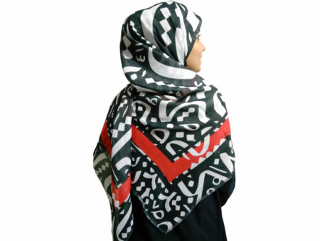 روسری طرح حروف نستعلیق مشکی قرمز