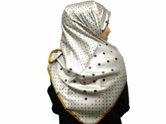 روسری ساتن بژ خال خالی