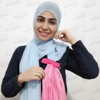 شال حریر آبی روشن