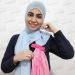 شال حریر آبی روشن