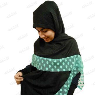 روسری پلیسه مشکی سبزآبی