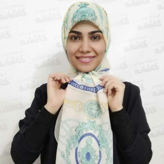روسری حریر کرپ مجلسی کرمی