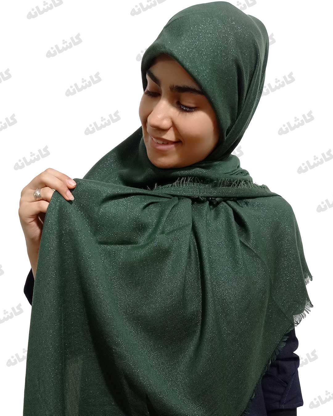 فروشگاه شال و روسری کاشانه | روسری لمه سبز تیره
