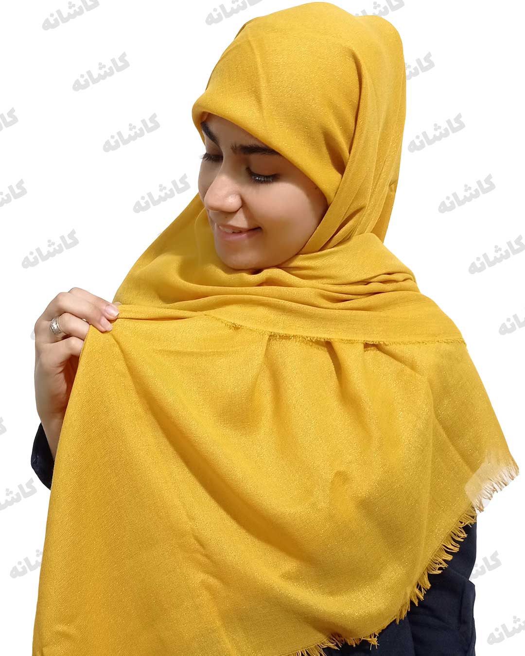 فروشگاه شال و روسری کاشانه | روسری لمه زرد خردلی