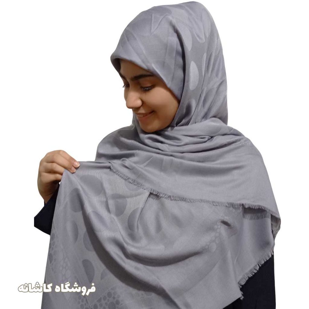 فروشگاه شال و روسری کاشانه | روسری طوسی ژاکارد