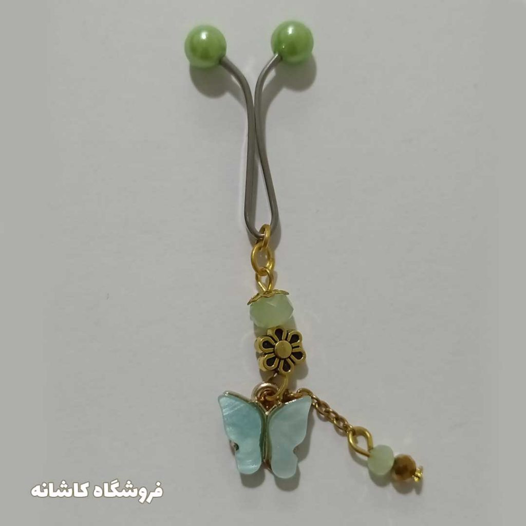 گیره روسری طرح پروانه سبزآبی
