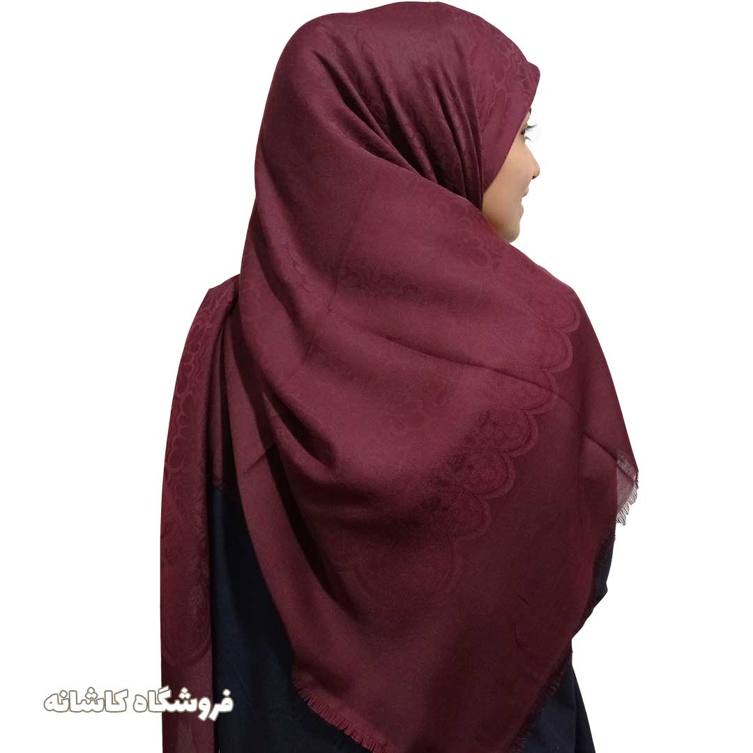 فروشگاه شال و روسری کاشانه | روسری زرشکی ژاکارد
