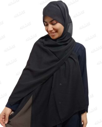 شال کرپ حریر ساده مشکی