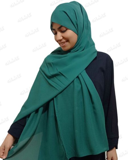 شال کرپ ساده سبز