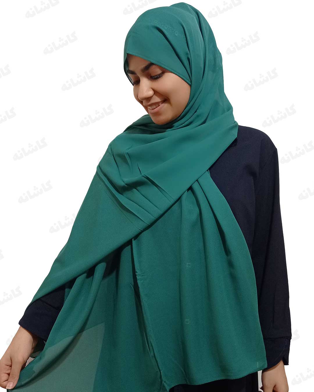فروشگاه شال و روسری کاشانه | شال کرپ ساده سبز