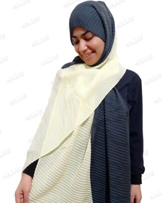 شال پلیسه دورنگ کرم دودی
