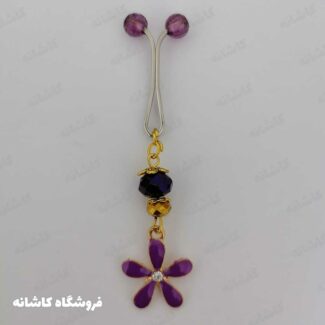 گیره روسری طرح گل بنفش