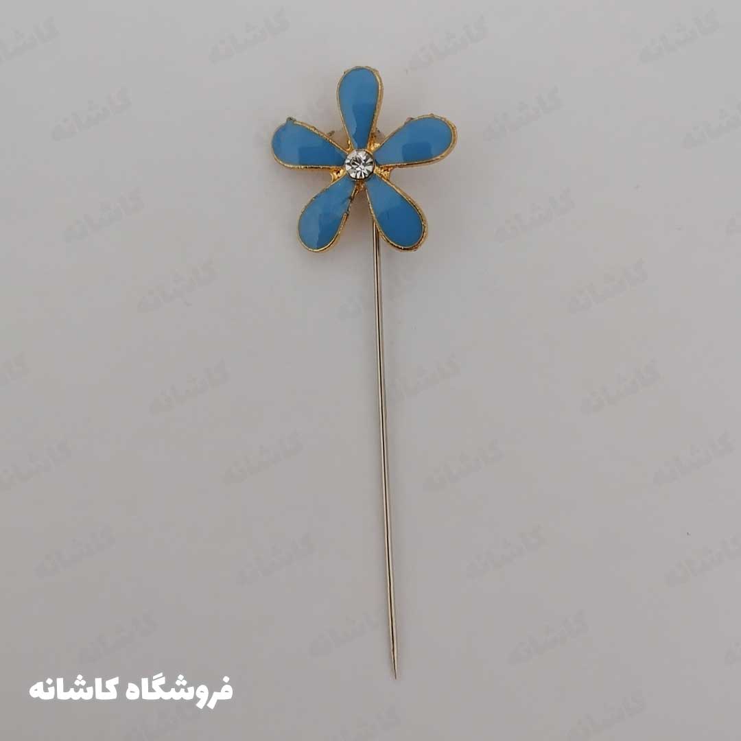 فروشگاه شال و روسری کاشانه | سوزن روسری طرح گل آبی روشن