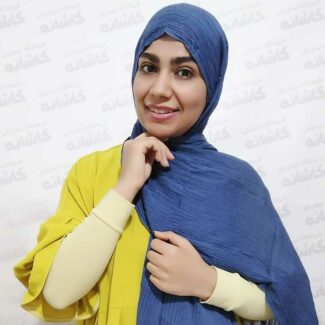 شال الیاف طبیعی آبی کاربنی