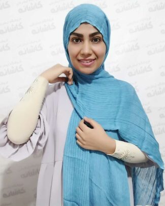شال هنرمندی آبی روشن