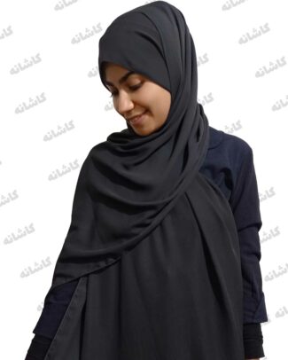 شال کرپ ساده مشکی بور