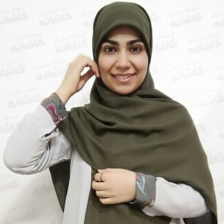 روسری کرپ حریر سبز تیره