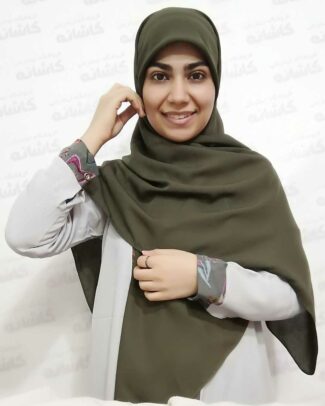 روسری کرپ ساده سبز تیره