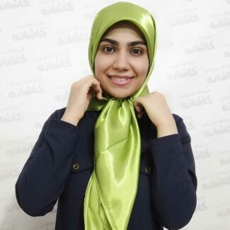 روسری ساتن سبز فسفری
