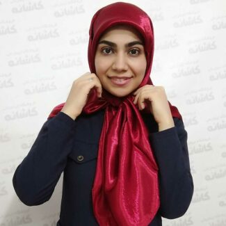 روسری ساتن قرمز زرشکی