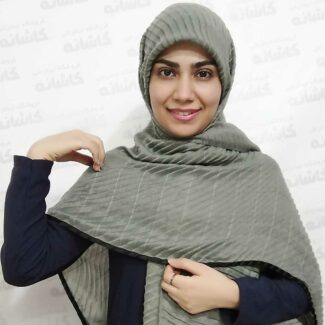 روسری پلیسه طوسی سبز