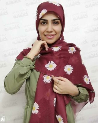 روسری طرح بابونه زرشکی