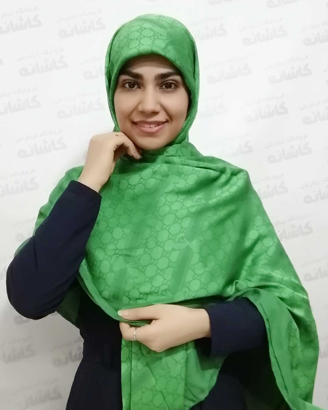 فروشگاه شال و روسری کاشانه | روسری ژاکارد سبز