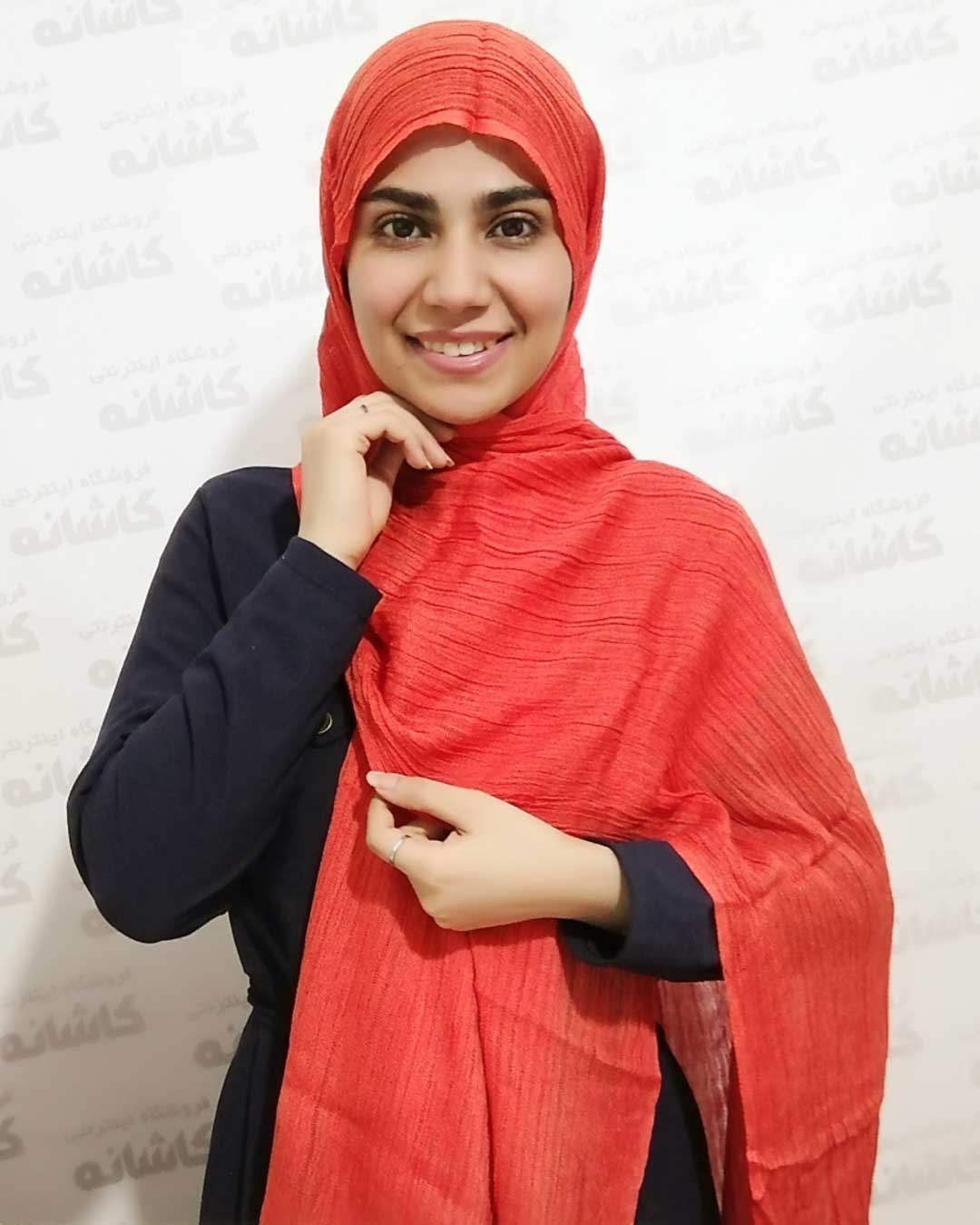 فروشگاه شال و روسری کاشانه | شال الیاف طبیعی پرتقالی سه متری