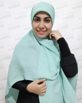 روسری کرپ آبی فیروزه ای
