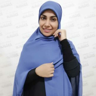 روسری کرپ ساده آبی