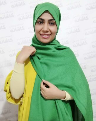 شال ژاکارد سبز طرح شنل