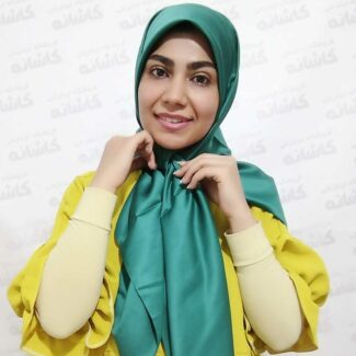 روسری ساتن ابریشم سبز زمردی