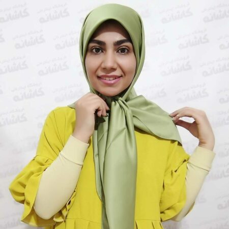 روسری ساتن ساده سبز سدری