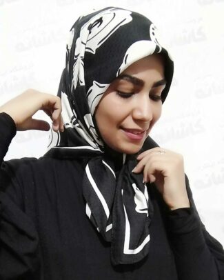 روسری مینی اسکارف مشکی سفید ترند