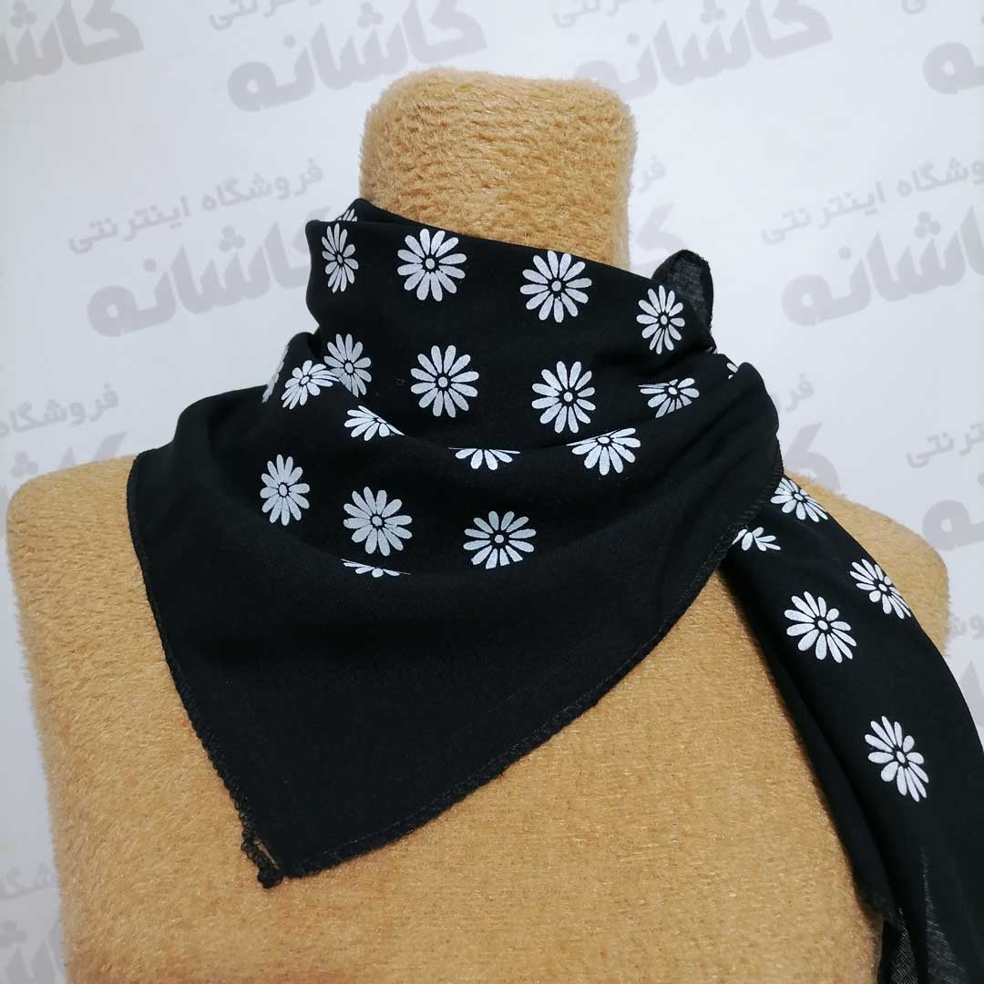 فروشگاه شال و روسری کاشانه | دستمال سر بابونه مشکی
