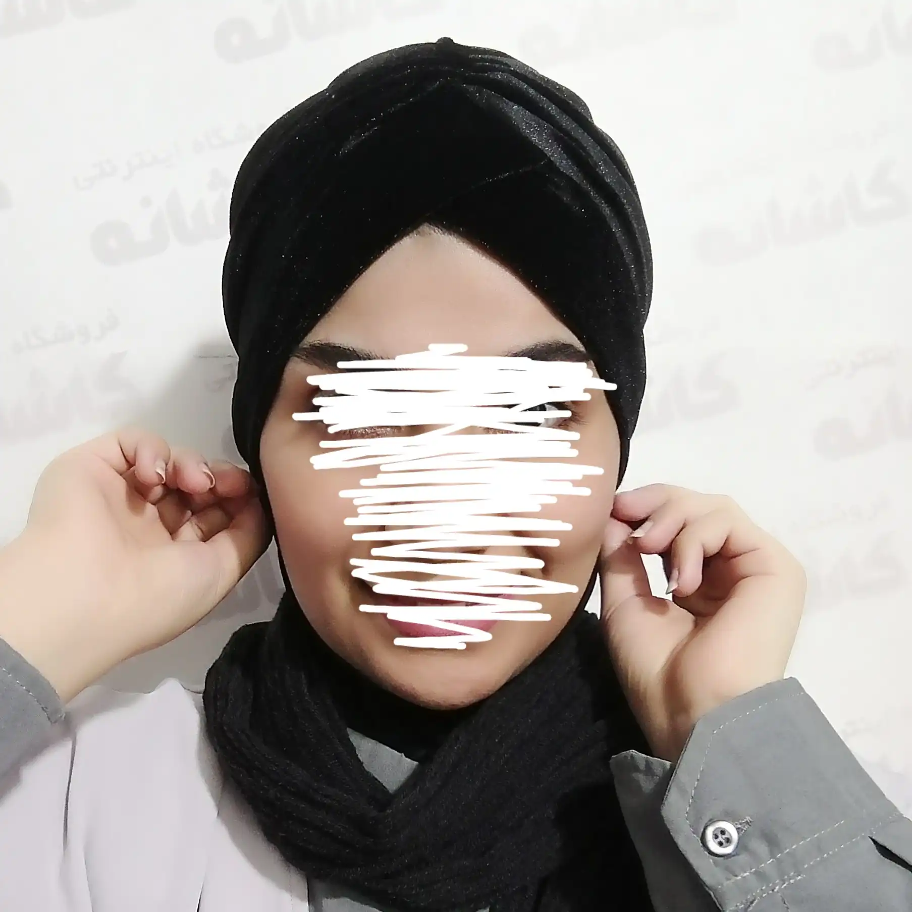 فروشگاه شال و روسری کاشانه | توربان مخملی مشکی
