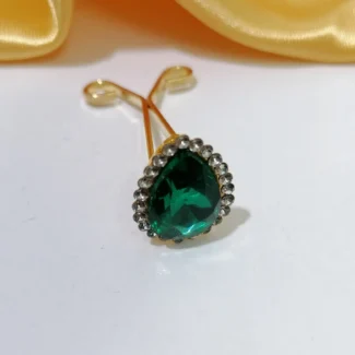 گیره دوشاخه نگین دار سبز