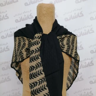 روسری ژاکارد مشکی حاشیه دار