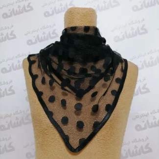 روسری توری گان دوزی مشکی دخترانه