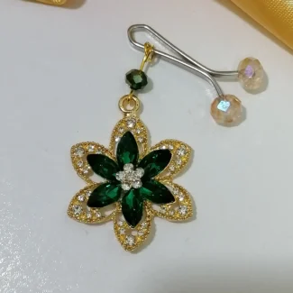 گیره روسری نگین کریستالی سبز