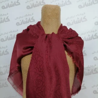 روسری ابریشم ژاکارد زرشکی قواره 110 سانتی متر