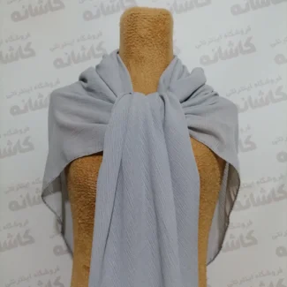 روسری کریشه ساده طوسی روشن
