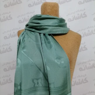 شال ابریشم ژاکارد لمه سبز آدامسی
