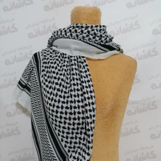 دستمال سر کردی سفید مشکی (چفیه فلسطینی)